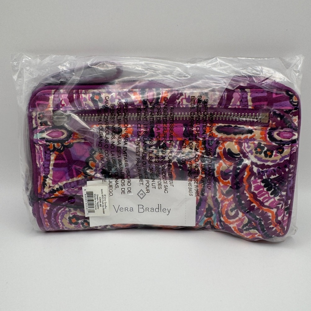 Vera Bradley RFID Tech Front Zip Wristlet NWT Dream Tapestry Quilted Travel Boho